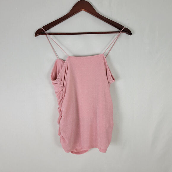No Boundaries Shirt Juniors Medium‎ Pink Spaghetti Strap Cinched Camisole Top - Picture 2 of 10